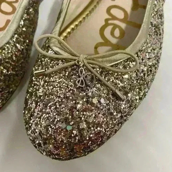 Sam Edelman Felicia Ballet Slippers Glitter Leather Women Size 7.5 - Picture 3 of 6